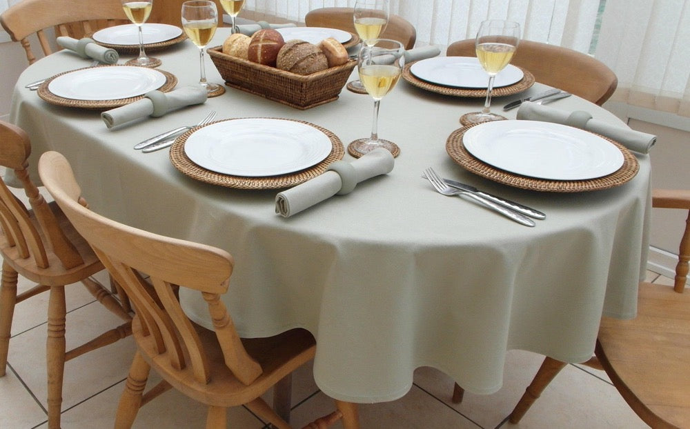 Wrinkle-Free Faux Cotton Table Linen, All Sizes, including Oval Tablecloth