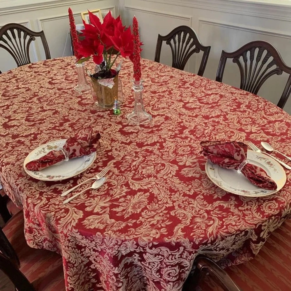 Damask Oval Tablecloths, Cotton Table Linen, All Sizes