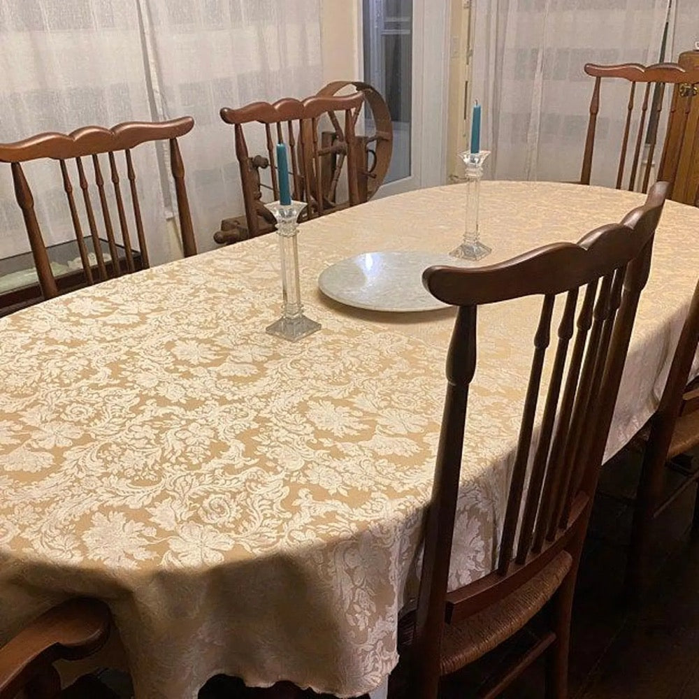 Damask Oval Tablecloths, Cotton Table Linen, All Sizes