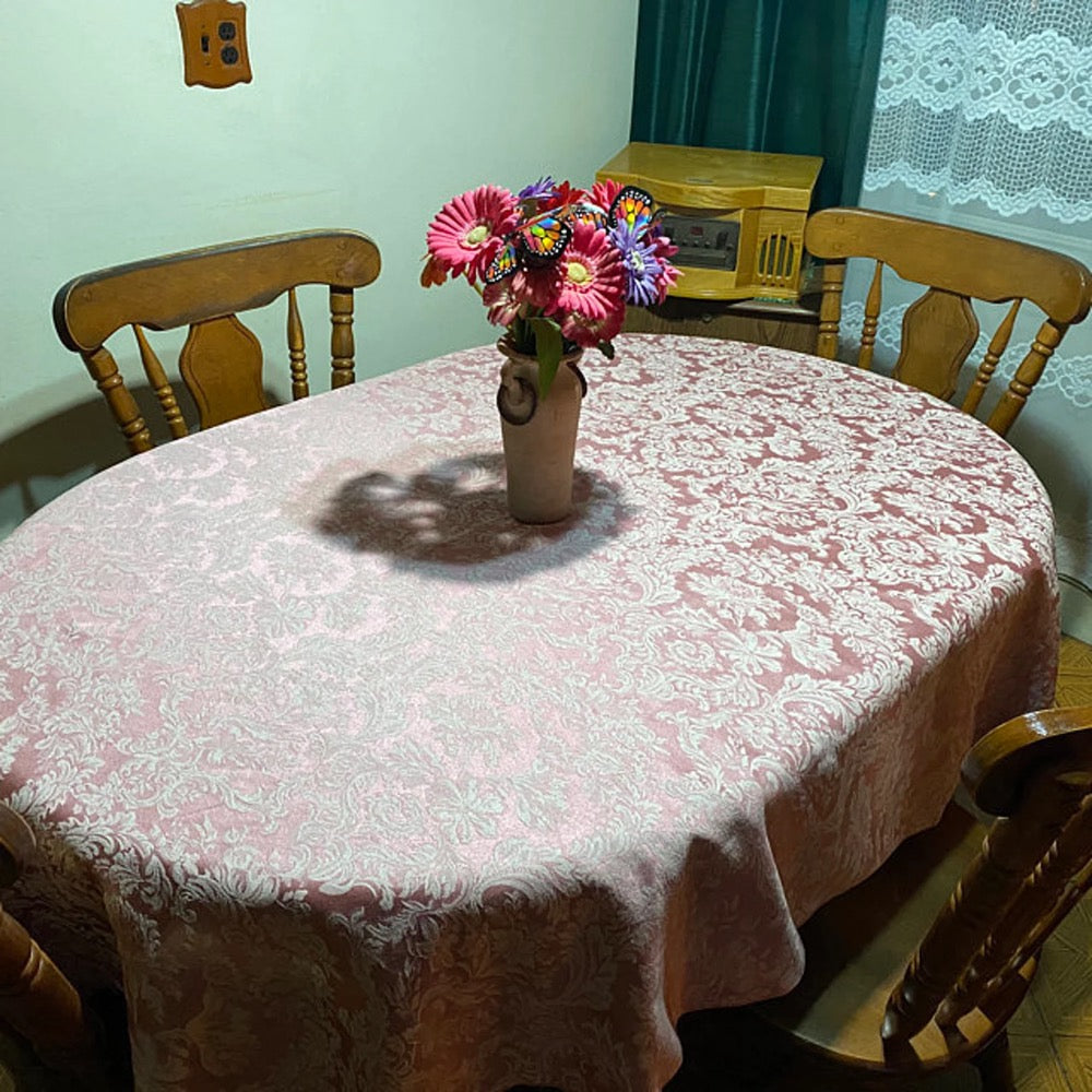 Damask Oval Tablecloths, Cotton Table Linen, All Sizes